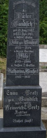 Guendisch Peter 1862-1917 Bonfert Julie 1870-1894 Grabstein